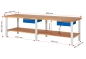 Preview: Werkbank höhenverstellbar 7001A7, B3000xT700xH790-1140mm, 2xSchublade-TA