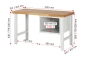 Preview: Werkbank höhenverstellbar 7123A1, B1500xT700xH790-1140mm, 2xSchublade-TA