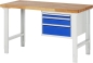 Preview: Werkbank höhenverstellbar 7126A1, B1500xT700xH790-1140mm, 3xSchublade-TA