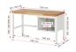 Preview: Werkbank höhenverstellbar 8125A1, B1500xT700xH840-1040mm, 2xSchublade-TA