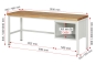 Preview: Werkbank höhenverstellbar 8125A1, B2000xT700xH840-1040mm, 2xSchublade-TA