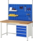 Preview: Werkbank höhenverstellbar 8127A1, B1500xT700xH840-1040mm, 3xSchublade-TA