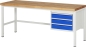 Preview: Werkbank höhenverstellbar 8127A1, B2000xT700xH840-1040mm, 3xSchublade-TA