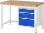 Preview: Werkbank höhenverstellbar 8159A1, B1250xT700xH840-1040mm, 3xSchublade-TA