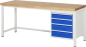 Preview: Werkbank höhenverstellbar 8162A1, B2000xT700xH840-1040mm, 4xSchublade-TA
