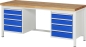 Preview: Werkbank höhenverstellbar 8181A1, B2000xT700xH840-1040mm, 8xSchublade-TA