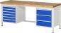 Preview: Werkbank höhenverstellbar 8183A1, B2000xT700xH840-1040mm, 9xSchublade-TA
