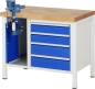 Preview: Werkbank höhenverstellbar 8185A2, B1000xT700xH840-1040mm, 4xSchublade-TA, SSKL