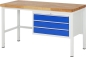Preview: Werkbank höhenverstellbar 8227A1, B1500xT700xH840-1040mm, 3xSchublade-TA
