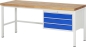 Preview: Werkbank höhenverstellbar 8227A1, B2000xT700xH840-1040mm, 3xSchublade-TA