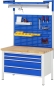 Preview: Werkbank höhenverstellbar 8325A2, B1250xT700xH840-1040mm, 2xSchublade-TA