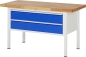 Preview: Werkbank höhenverstellbar 8325A2, B1500xT700xH840-1040mm, 2xSchublade-TA