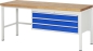 Preview: Werkbank höhenverstellbar 8327A1, B2000xT700xH840-1040mm, 3xSchublade-TA
