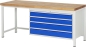 Preview: Werkbank höhenverstellbar 8362A1, B2000xT700xH840-1040mm, 4xSchublade-TA