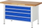 Preview: Werkbank höhenverstellbar 8362A2, B1500xT700xH840-1040mm, 4xSchublade-TA