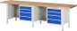 Preview: Werkbank höhenverstellbar 8453A2, B3000xT700xH840-1040mm, 8xSchublade-TA