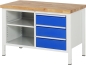 Preview: Werkbank höhenverstellbar 8462A2, B1250xT700xH840-1040mm, 3xSchublade-TA