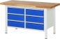 Preview: Werkbank höhenverstellbar 8473A2, B1500xT700xH840-1040mm, 6xSchublade-TA