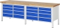 Preview: Werkbank höhenverstellbar 8477A2, B2500xT700xH840-1040mm, 16xSchublade-TA