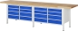 Preview: Werkbank höhenverstellbar 8477A2, B3000xT700xH840-1040mm, 16xSchublade-TA