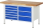 Preview: Werkbank höhenverstellbar 8479A2, B1500xT700xH840-1040mm, 9xSchublade-TA