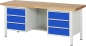 Preview: Werkbank höhenverstellbar 8554A2, B2000xT700xH840-1040mm, 6xSchublade-TA