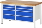 Preview: Werkbank höhenverstellbar 8654A2, B1500xT700xH840-1040mm, 8xSchublade-TA