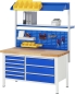 Preview: Werkbank höhenverstellbar 8654A2, B1500xT700xH840-1040mm, 8xSchublade-TA