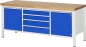Preview: Werkbank höhenverstellbar 8752A2, B2000xT700xH840-1040mm, 4xSchublade-TA, 2xTür