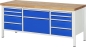 Preview: Werkbank höhenverstellbar 8755A2, B2000xT700xH840-1040mm, 10xSchublade-TA