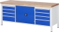 Preview: Werkbank höhenverstellbar 8909A2, B2000xT700xH840-1040mm, 8xSchublade-TA, 1xTür