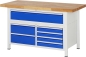Preview: Werkbank höhenverstellbar 8921A2, B1500xT700xH840-1040mm, 7xSchublade-TA