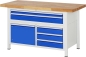Preview: Werkbank höhenverstellbar 8922A2, B1500xT700xH840-1040mm, 5xSchublade-TA, 1xTür