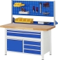 Preview: Werkbank höhenverstellbar 8922A2, B1500xT700xH840-1040mm, 5xSchublade-TA, 1xTür