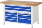Preview: Werkbank höhenverstellbar 8923A2, B1500xT700xH840-1040mm, 9xSchublade-TA