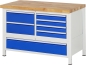 Preview: Werkbank höhenverstellbar 8931A2, B1250xT700xH840-1040mm, 7xSchublade-TA