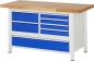 Preview: Werkbank höhenverstellbar 8931A2, B1500xT700xH840-1040mm, 7xSchublade-TA