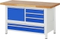 Preview: Werkbank höhenverstellbar 8932A2, B1500xT700xH840-1040mm, 5xSchublade-TA, 1xTür