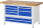 Preview: Werkbank höhenverstellbar 8933A2, B1500xT700xH840-1040mm, 9xSchublade-TA