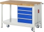 Preview: Werkbank mit Fahrgestell 8162, B1250xT700xH880mm, 4xSchublade-TA