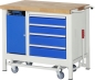Preview: Werkbank mit Fahrgestell 8185, B1000xT700xH880mm, 4xSchublade-TA, 1xSSK
