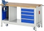 Preview: Werkbank mit Fahrgestell 8185, B1500xT700xH880mm, 4xSchublade-TA, 1xSSK