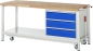 Preview: Werkbank mit Fahrgestell 8257, B2000xT700xH880mm, 3xSchublade-TA