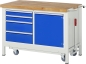Preview: Werkbank mit Fahrgestell 8470, B1250xT700xH880mm, 4xSchublade-TA, 1xTür
