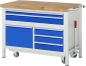 Preview: Werkbank mit Fahrgestell 8922, B1250xT700xH920mm, 5xSchublade-TA
