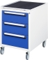 Preview: Roll-Container mit 3 Schubladen, B480xT600xH690mm, RAL7035/RAL5010