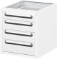Preview: Unterbau-Container mit 4 Schubladen, B480xT600xH545mm, RAL7035/RAL7035