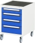 Preview: Roll-Container mit 4 Schubladen, B480xT600xH690mm, RAL7035/RAL5010