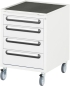 Preview: Roll-Container mit 4 Schubladen, B480xT600xH690mm, RAL7035/RAL7035
