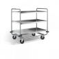 Preview: Edelstahl Servierwagen, 3 Borde, Ladefl. 1000x600mm, Tragkr. 200kg, SW 10x6-3